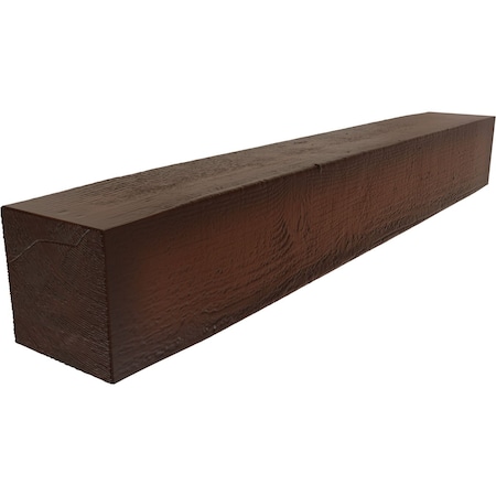 Rough Sawn Faux Wood Fireplace Mantel, Burnished Pecan, 6H X 6D X 60W